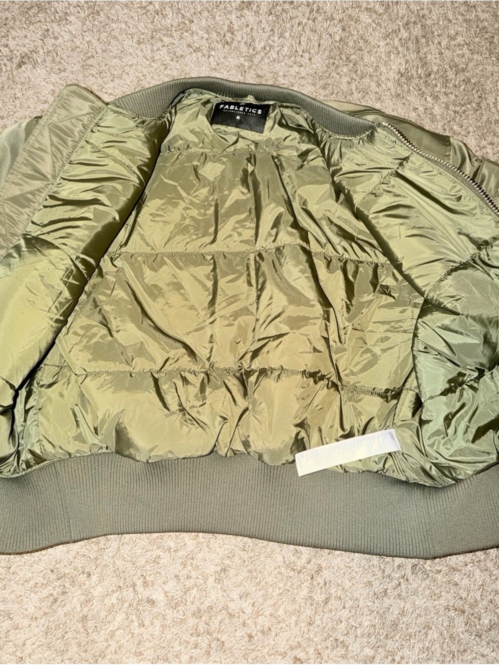 Olive Green Fabletics Bomber Jacket Sz Medium - Picture 4 of 6